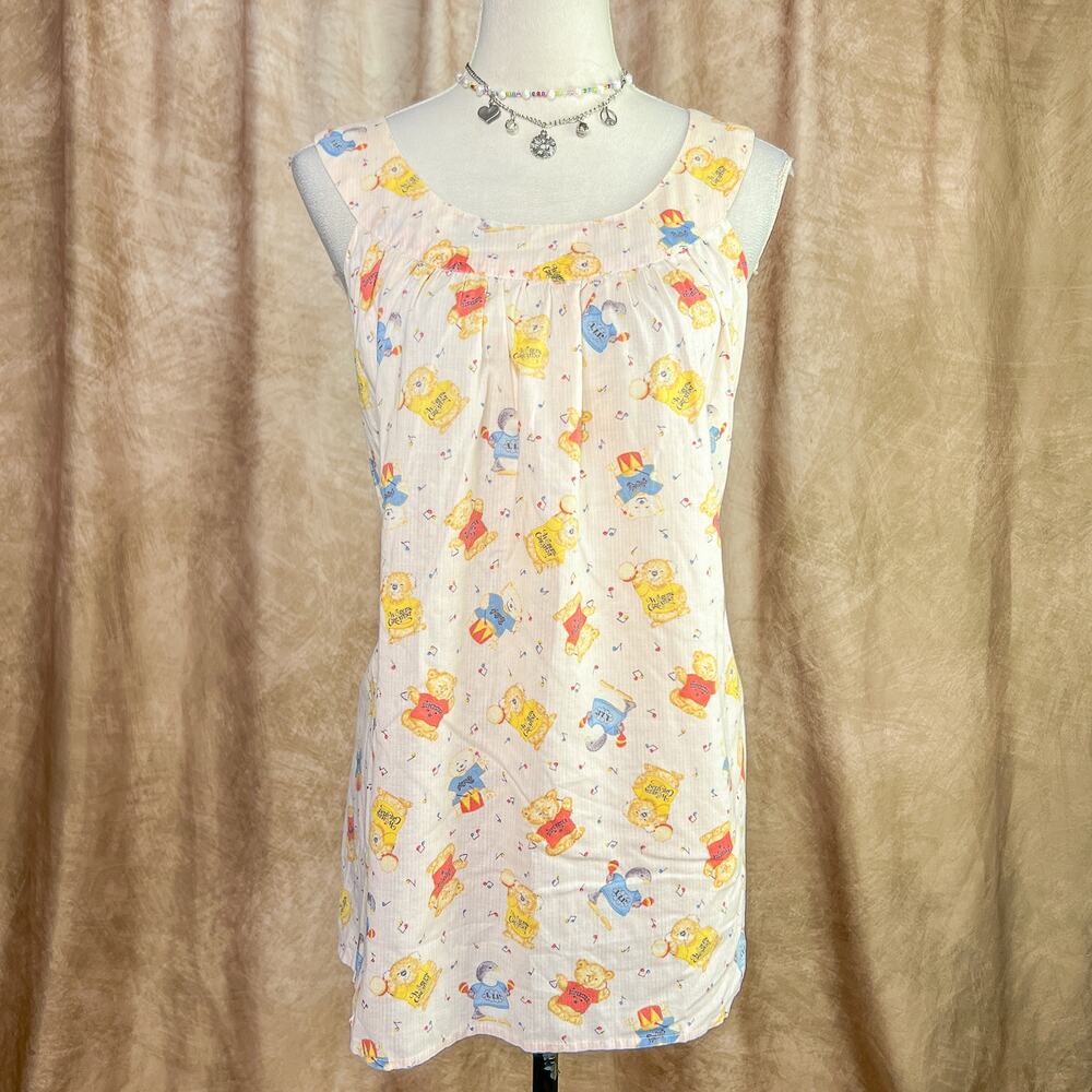 Vintage Babydoll Dress 70s Handmade Teddy Bear Shift Mini Night Gown Cottage